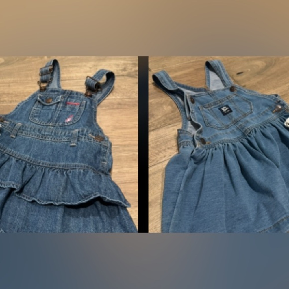 18 month, set of two, toddler Oshkosh B’Gosh Denim Kids Overalls skirt dresses